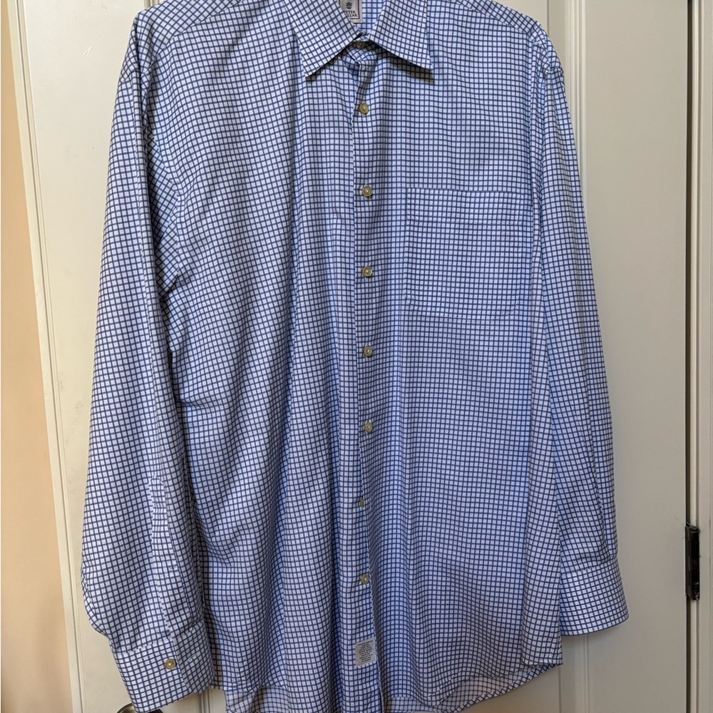 Peter Millar Blue and White Dress Shirt Classic Gingham